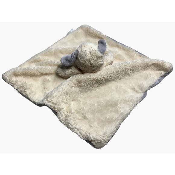 K Luxe Kelly Toy Puppy Lovey Dog Rattle Security Blanket Tan Gray 14.5" x 14.5" - Picture 4 of 7